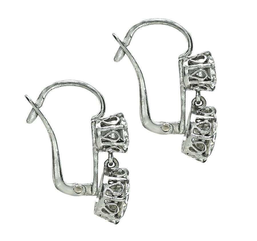 Estate 4.44cttw Diamond Dangling Earrings