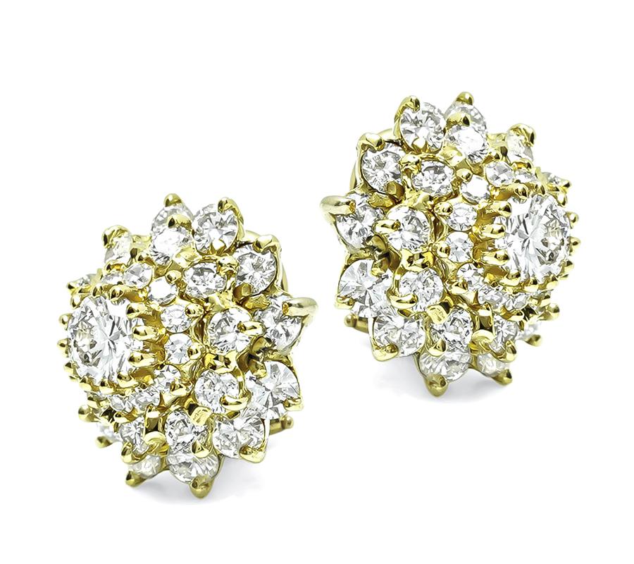 Estate 4.00ct Diamond 18k Yellow Gold Earrings