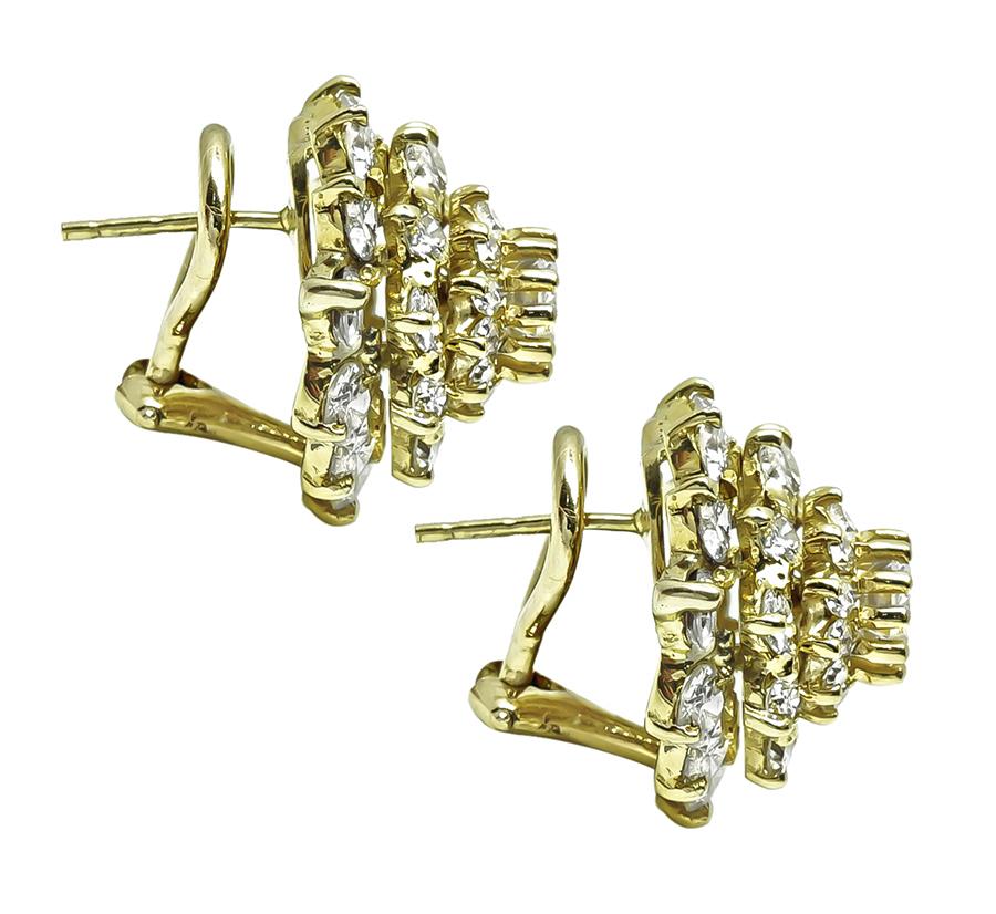 Estate 4.00ct Diamond 18k Yellow Gold Earrings