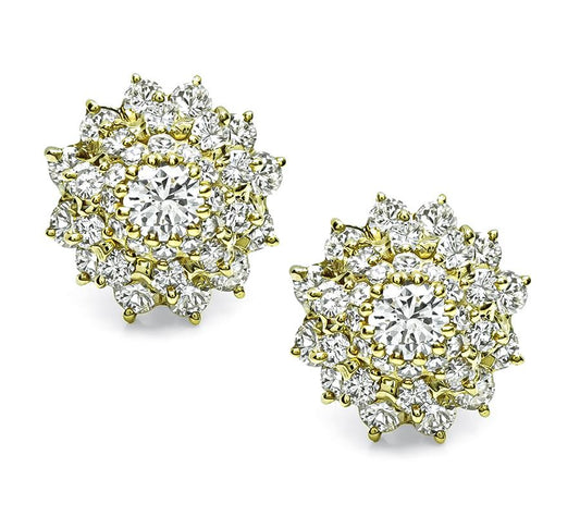 Estate 4.00ct Diamond 18k Yellow Gold Earrings
