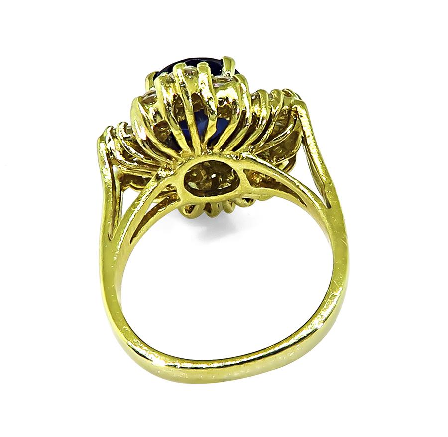 Estate 4.00ct Sapphire 1.50ct Diamond 18k Gold Ring