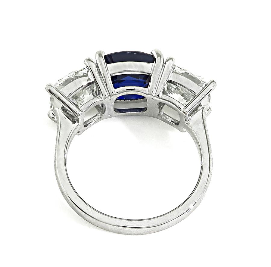Estate 4.15ct Sapphire GIA Certified 2.02ct and 2.02ct Diamond Anniversary Ring