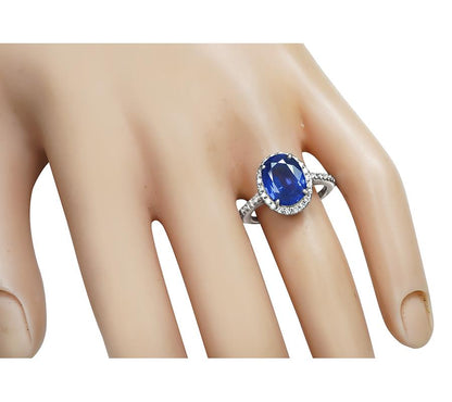 Estate 4.02ct Sapphire 0.40ct Diamond Platinum Halo Engagement Ring