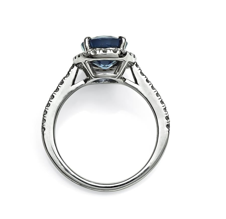 Estate 4.02ct Sapphire 0.40ct Diamond Platinum Halo Engagement Ring