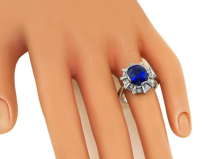 Estate 5.13ct Sapphire 1.50ct Diamond Engagement Ring