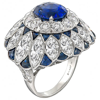 Estate 5.49ct Sapphire 10.00ct Diamond Cocktail Ring