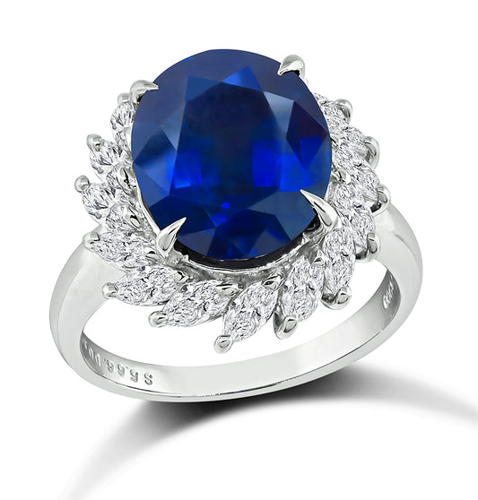 Estate 5.66ct Sapphire 0.89ct Diamond Engagement Ring