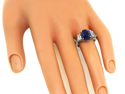 Estate 5.75ct Sapphire 1.75ct Diamond Engagement Ring