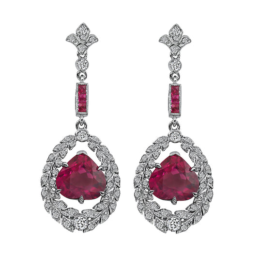 Estate 5.91ct Rubellite 0.51ct Diamond Earrings