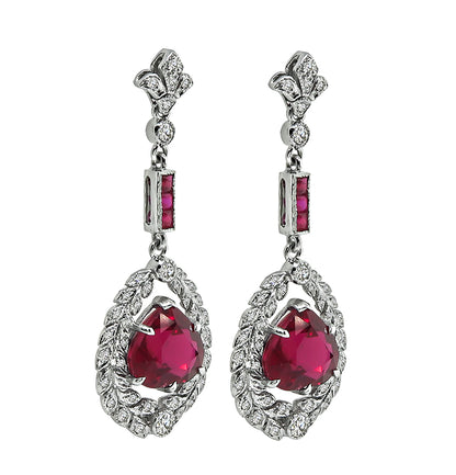 Estate 5.91ct Rubellite 0.51ct Diamond Earrings