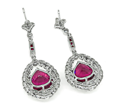 Estate 5.91ct Rubellite 0.51ct Diamond Earrings