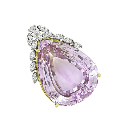 50.00ct Kunzite 1.25ct Diamond Pendant