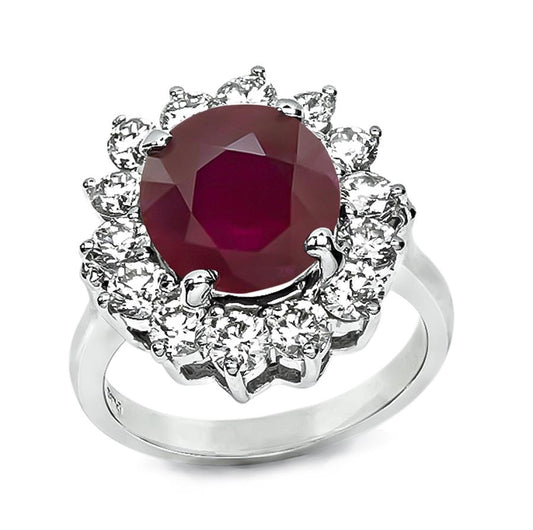 Estate 5.41ct Ruby 1.80ct Diamond Engagement Ring