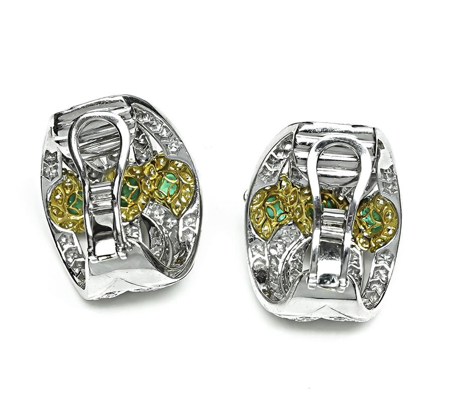 Estate 5.73ct Diamond 2.34ct Emerald Earrings