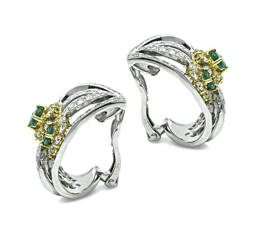 Estate 5.73ct Diamond 2.34ct Emerald Earrings