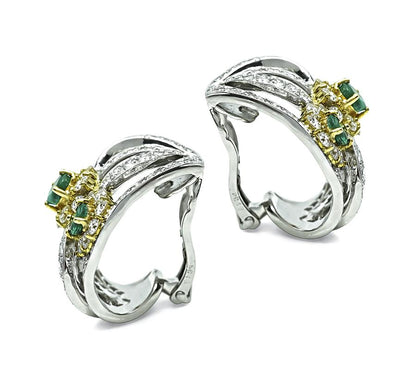Estate 5.73ct Diamond 2.34ct Emerald Earrings