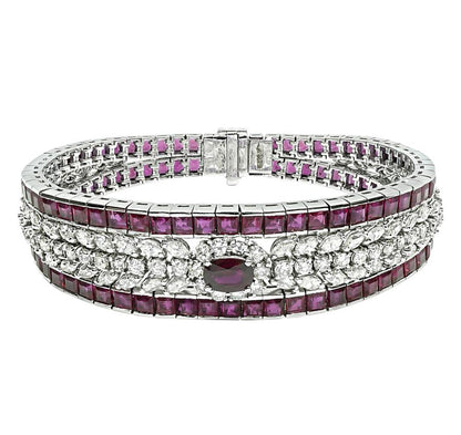 Estate 20.00ct Ruby 5.43ct Diamond Gold Bracelet