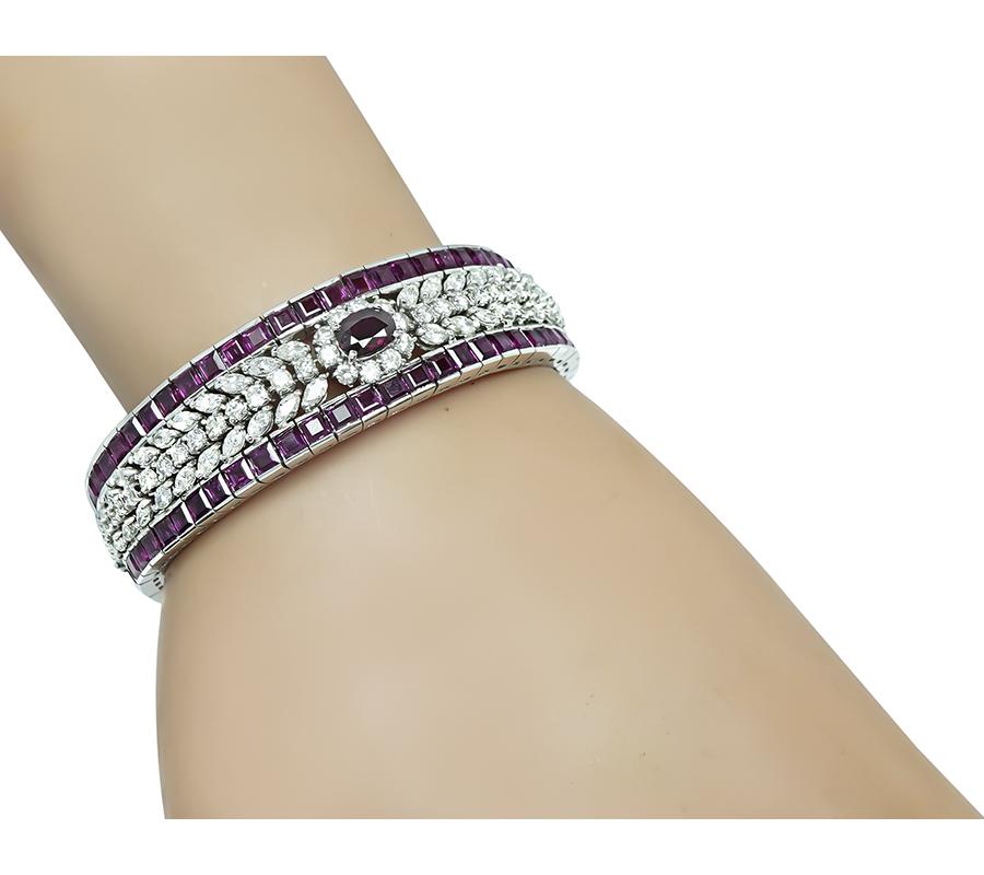 Estate 20.00ct Ruby 5.43ct Diamond Gold Bracelet