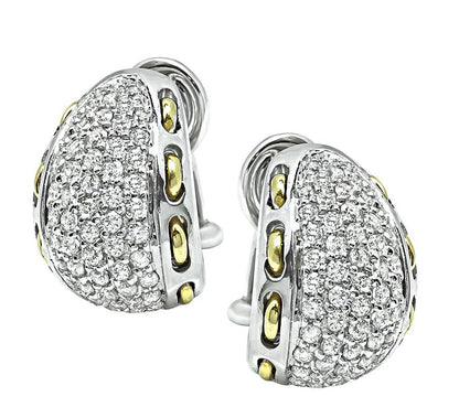 Estate 5.00ct Diamond Two Tone Gold Ring and Earrings Set