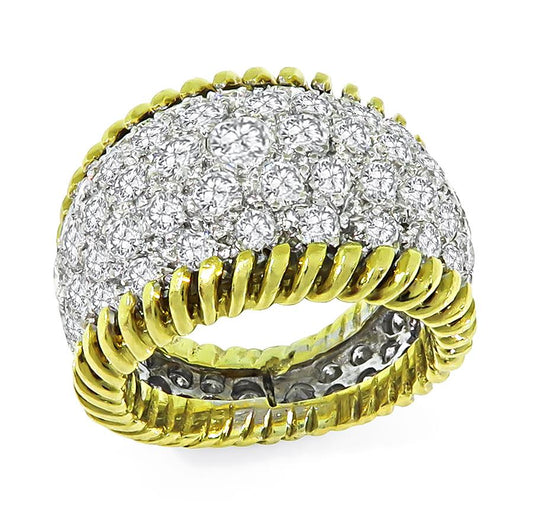 1960s 5.00ct Diamond 18k Yellow and White Gold Ring
