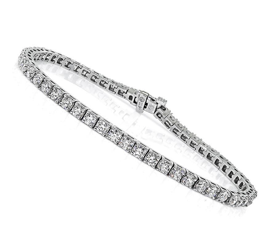 Estate 5.50ct Diamond 14k White Gold Tennis Bracelet