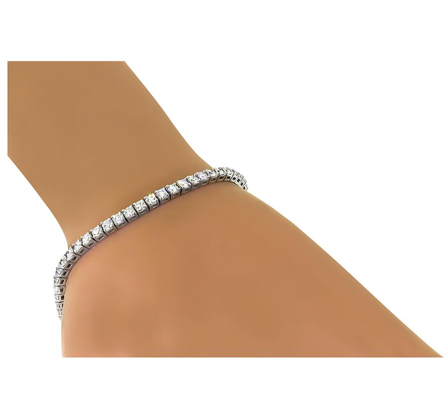 Estate 5.50ct Diamond 14k White Gold Tennis Bracelet