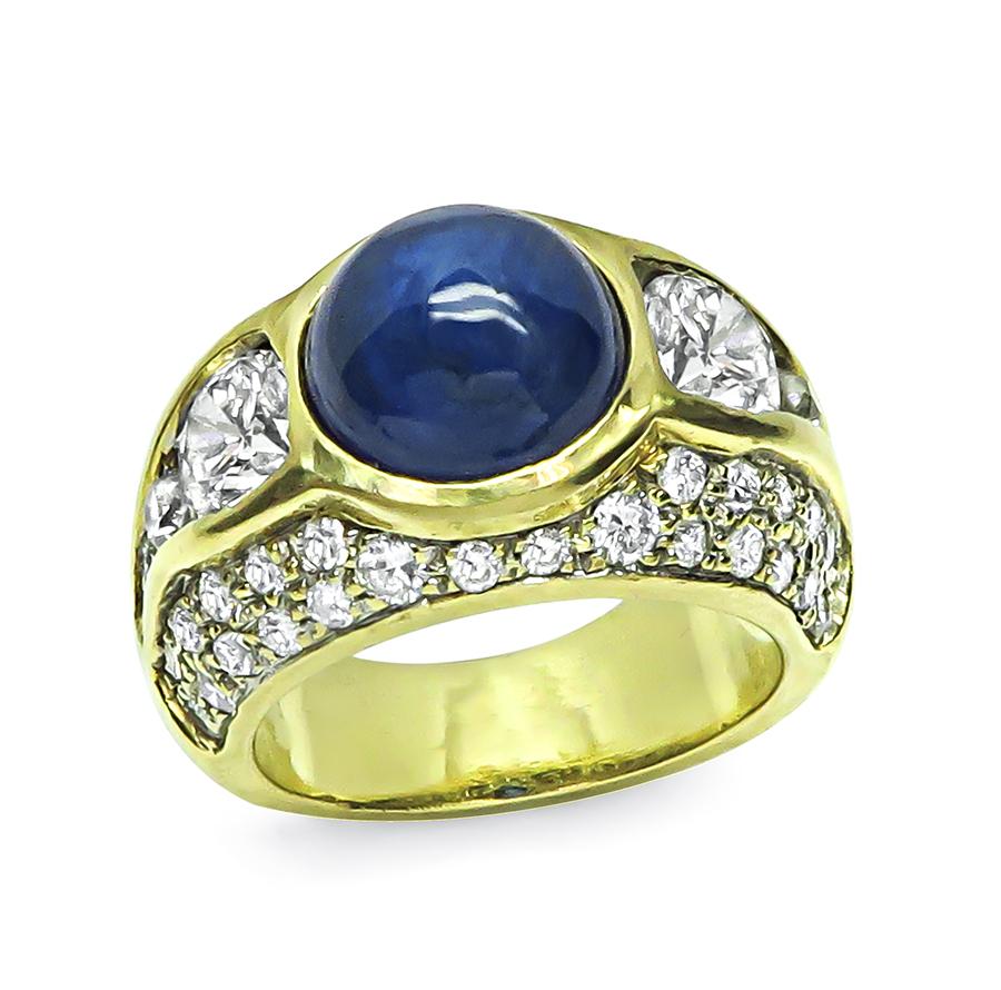 Estate 5.00ct Sapphire 2.50ct Diamond 18k Yellow Gold Ring