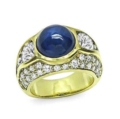 Estate 5.00ct Sapphire 2.50ct Diamond 18k Yellow Gold Ring
