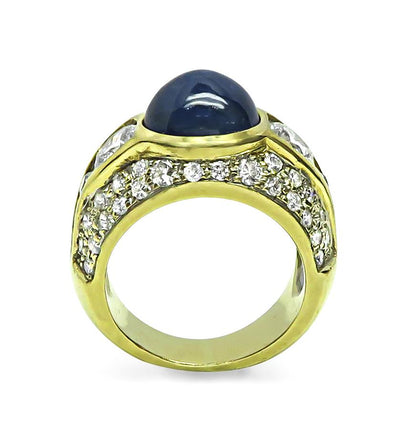 Estate 5.00ct Sapphire 2.50ct Diamond 18k Yellow Gold Ring