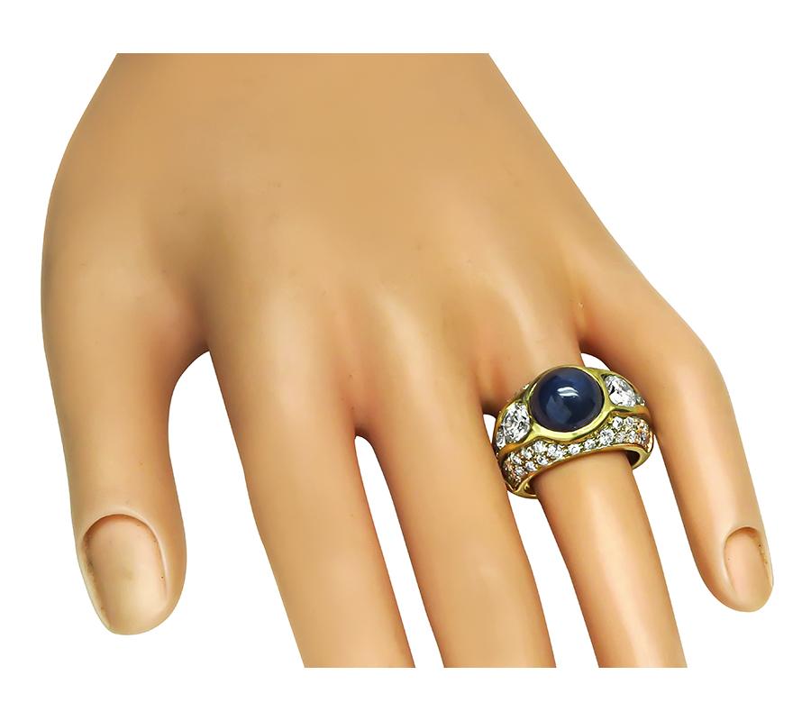 Estate 5.00ct Sapphire 2.50ct Diamond 18k Yellow Gold Ring