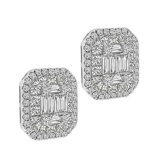 Estate 5.32ct Diamond 14k White Gold Earrings