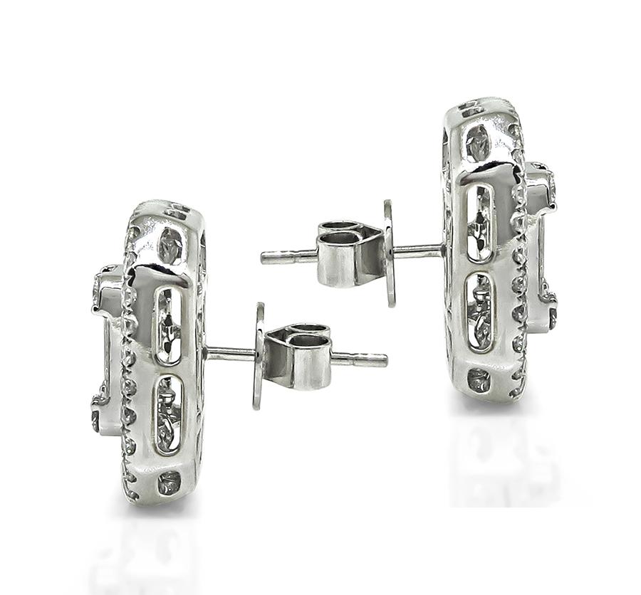 Estate 5.32ct Diamond 14k White Gold Earrings