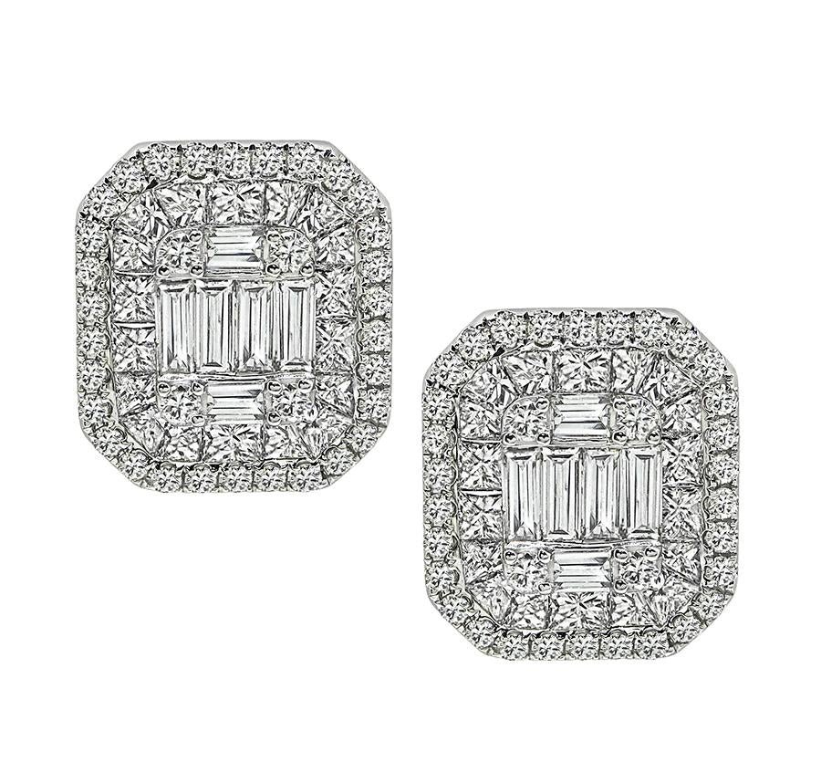 Estate 5.32ct Diamond 14k White Gold Earrings