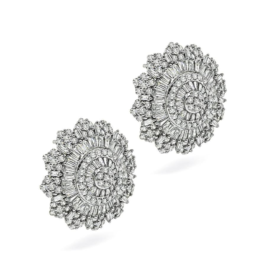 Estate 5.51ct Diamond 14k White Gold Earrings