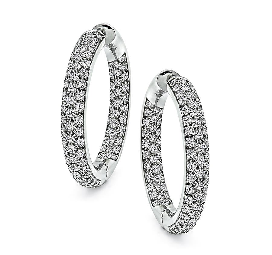 Estate Garavelli 5.00ct Diamond 18k White Gold Hoop Earrings