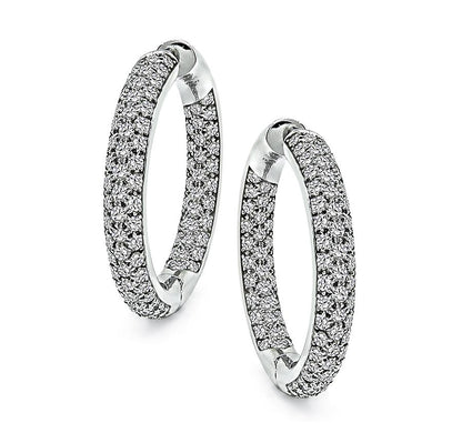 Estate Garavelli 5.00ct Diamond 18k White Gold Hoop Earrings
