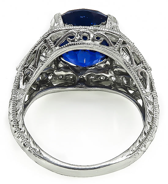 Estate 6.22ct Sapphire Diamond Engagement Ring