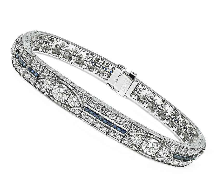 Estate 6.23ct Diamond 1.36ct Sapphire Bracelet