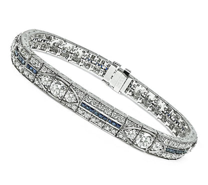 Estate 6.23ct Diamond 1.36ct Sapphire Bracelet