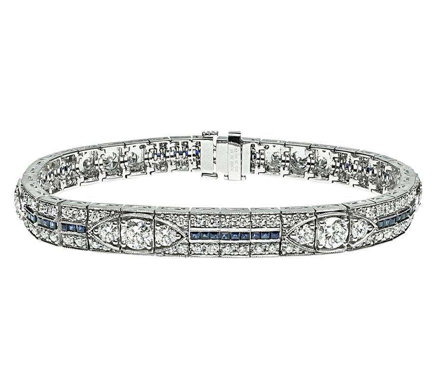 Estate 6.23ct Diamond 1.36ct Sapphire Bracelet