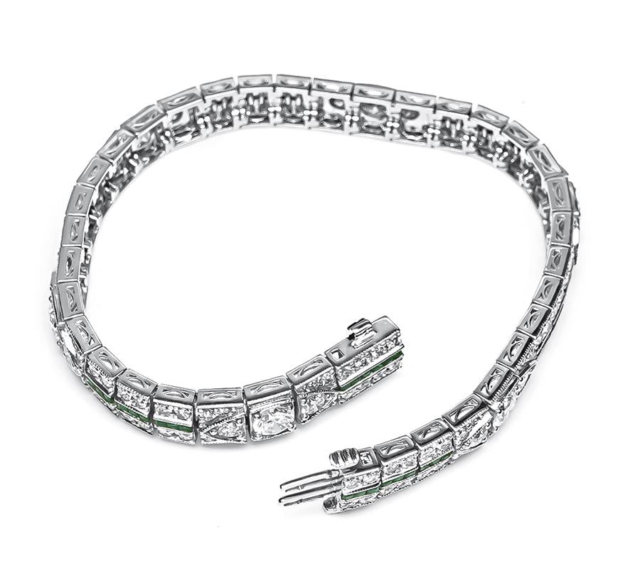 Estate 6.34ct Diamond 0.84ct Emerald Bracelet