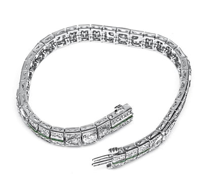 Estate 6.34ct Diamond 0.84ct Emerald Bracelet