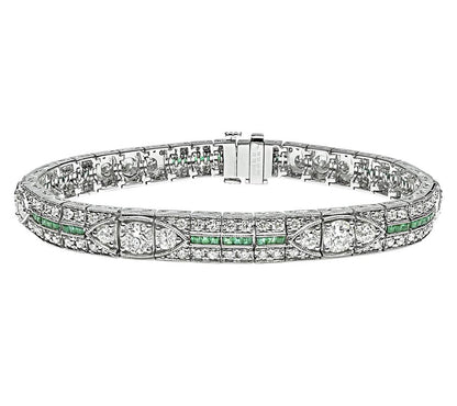 Estate 6.34ct Diamond 0.84ct Emerald Bracelet