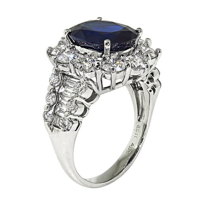 Estate 6.51ct Sapphire 4.08ct Diamond Platinum Ring