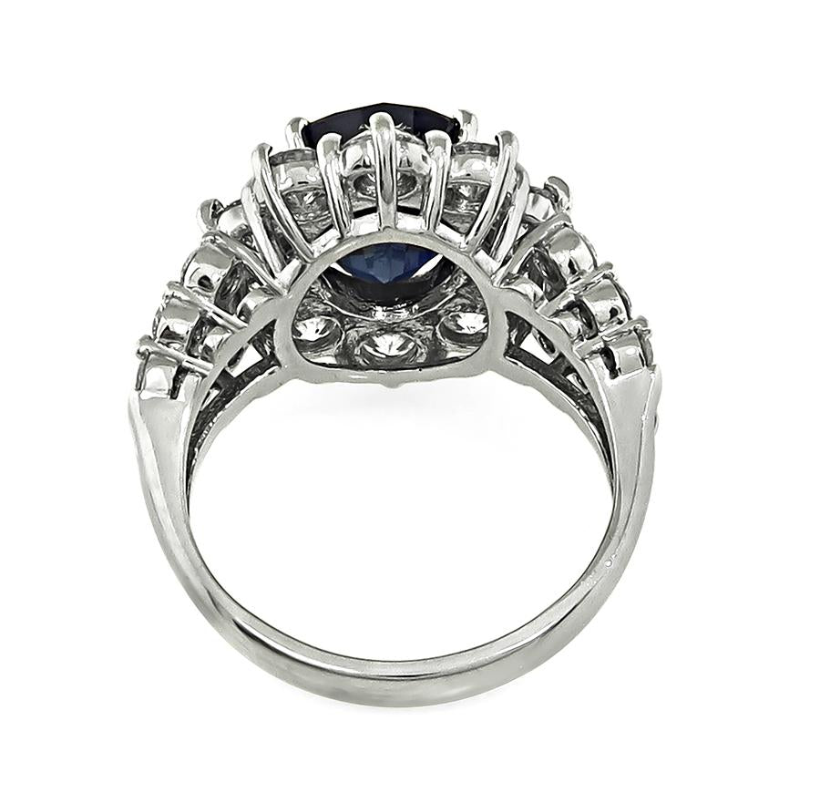 Estate 6.51ct Sapphire 4.08ct Diamond Platinum Ring