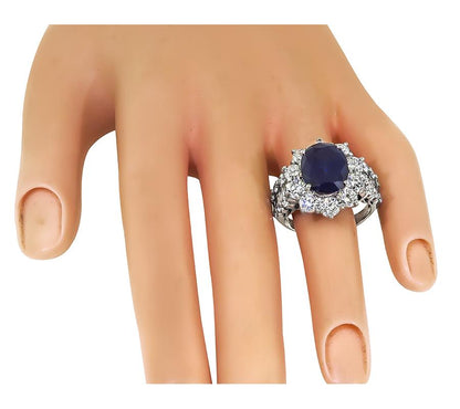 Estate 6.51ct Sapphire 4.08ct Diamond Platinum Ring