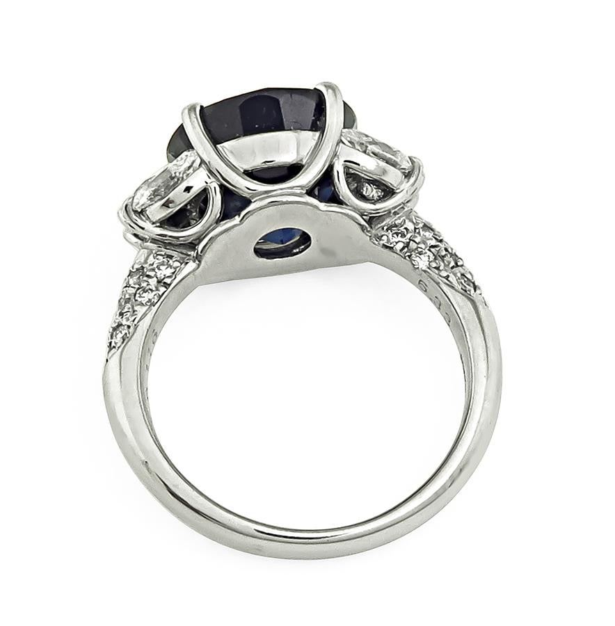 Estate 6.33ct Sapphire 1.16ct Diamond Platinum Engagement Ring