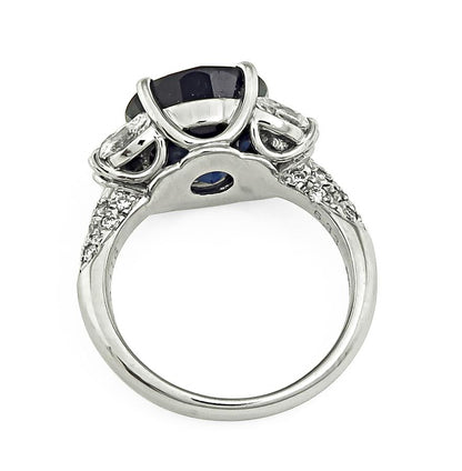 Estate 6.33ct Sapphire 1.16ct Diamond Platinum Engagement Ring