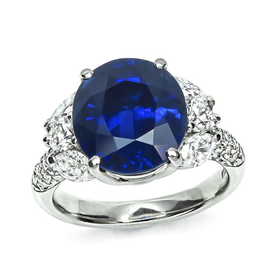 Estate 6.33ct Sapphire 1.16ct Diamond Platinum Engagement Ring