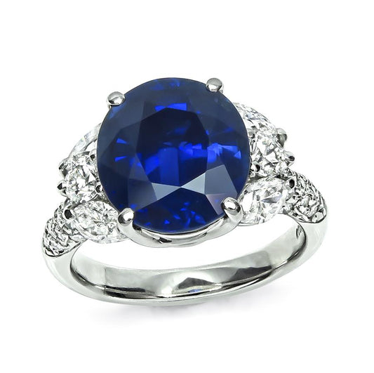 Estate 6.33ct Sapphire 1.16ct Diamond Platinum Engagement Ring